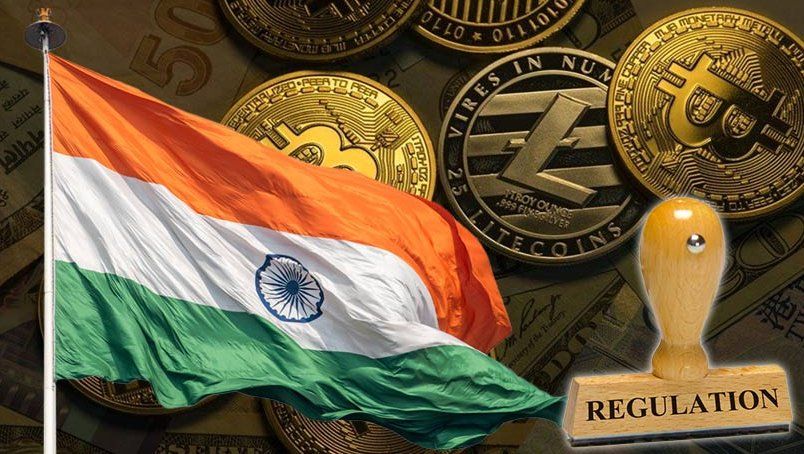 Indian flag with bitcoins at the background