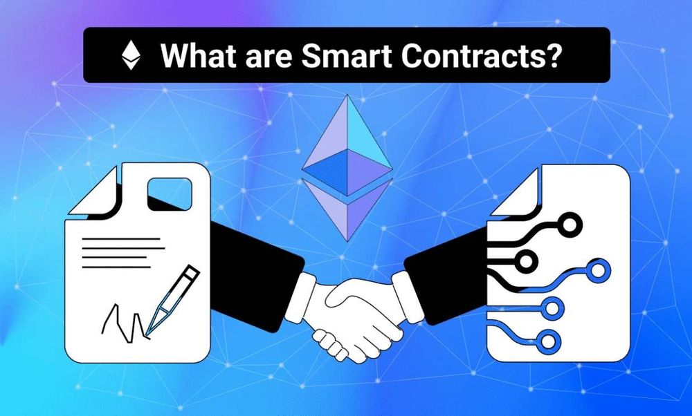 Illustration explaining how smart contracts automatically execute blockchain transactions