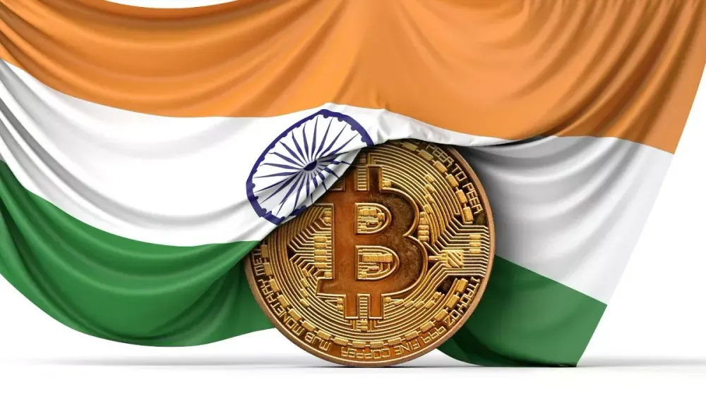 India flag and bitcoin illustration