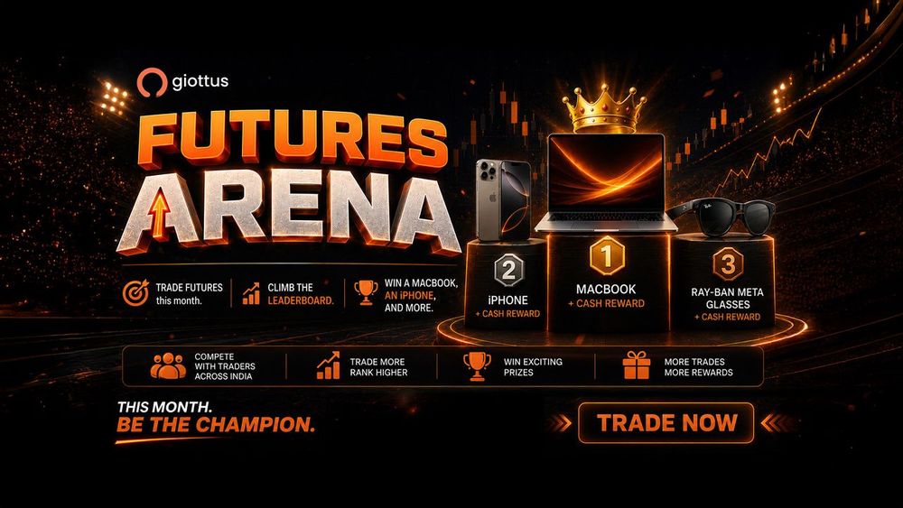 Giottus July Futures Contest with ₹3.34 lakh prize pool including MacBook, iPhone, cash rewards and Futures Bonus