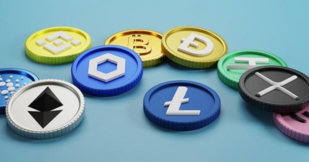 Different crypto coins together in a image