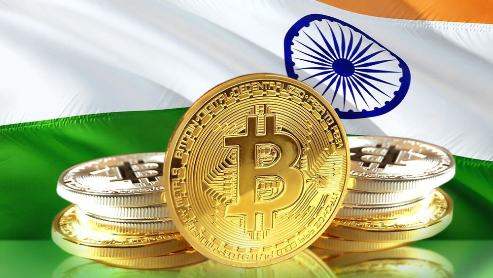 bitcoin image with the India flag at the background illustration 