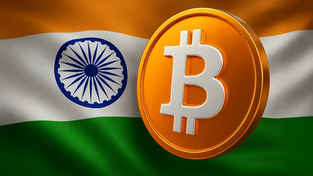 Indian flag with the bitcoin illustration