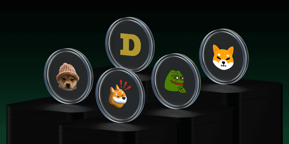 memecoins lined up illustration