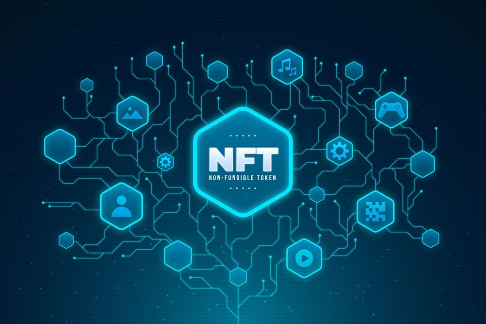 NFT crypto network with icons
