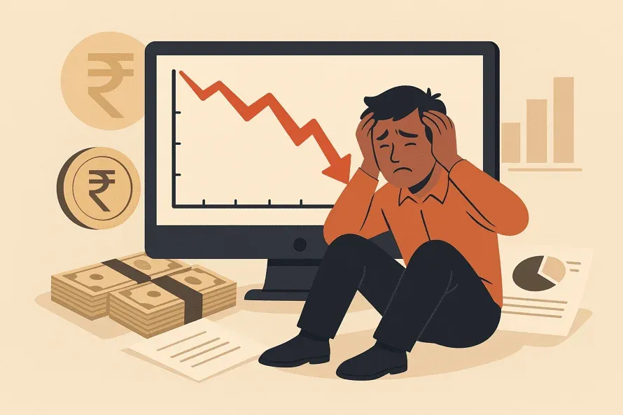 illustration of person showing losing in investing